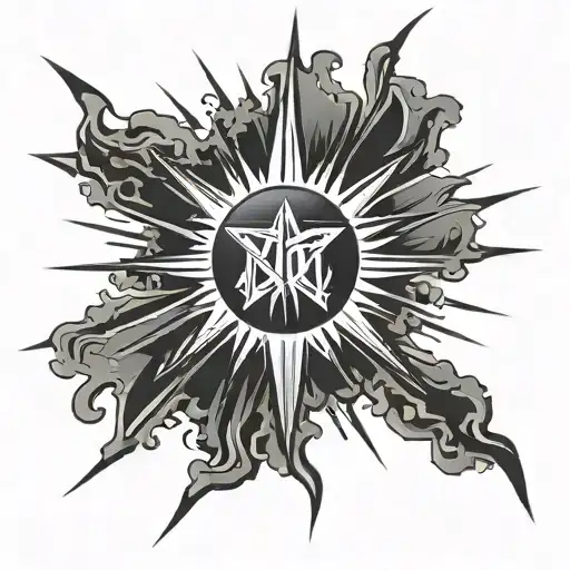 light rays coming light emanating light shining sun light strike thunder letters  ضَوْئِيَّة tattoo design idea