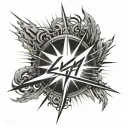 light rays coming light emanating light shining sun light strike thunder letters  ضَوْئِيَّة tattoo design idea