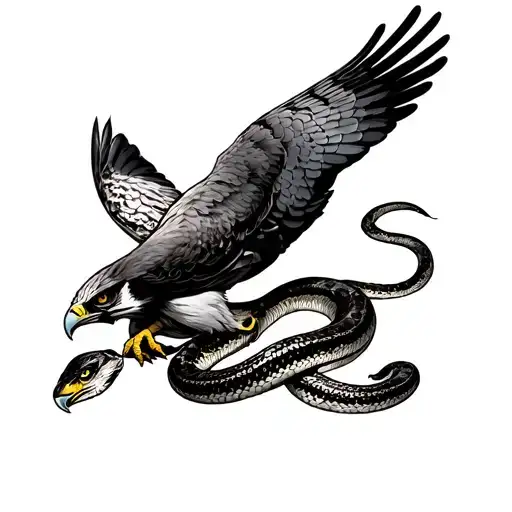 Harrigan falcon killing a snake tattoo design idea