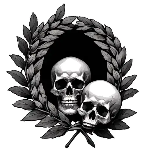 Laurel wreath with memento viver  and memento Mori debes inside of the Laurel wreath  tattoo design idea