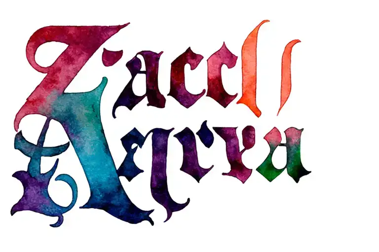 "Zacch Arya" Ambigram tattoo design idea