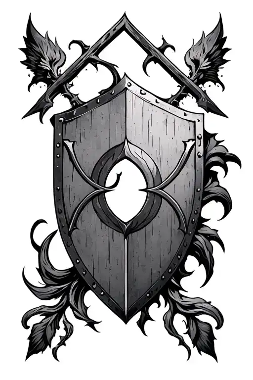 god of war shield and omega symbol tattoo design idea