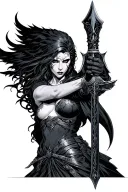 Morrigan armed with a weapon tattoo design idea