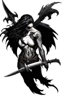 Morrigan armed with a weapon tattoo design idea
