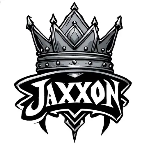 Crown With the name Jaxxon tattoo design idea