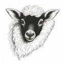 delicate lamb laying down fine line tattoo design idea