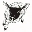 delicate lamb laying down fine line tattoo design idea