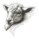 delicate lamb laying down fine line tattoo design idea