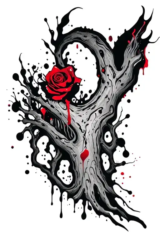 "Charlie-Rose" memorial tattoo for daughter, tree half dead half full of life tattoo design idea