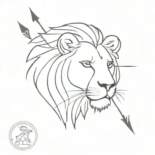 lion head arrow Leo constellation tattoo design idea