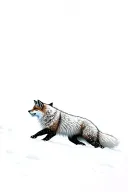arctic fox pouncing into snow with his tail above him tattoo design idea