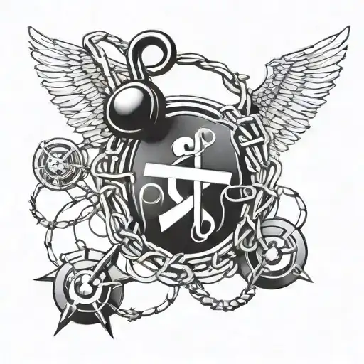 A nurse-themed tattoo with a stethoscope and medical symbols intertwined with barbed wire tattoo design idea