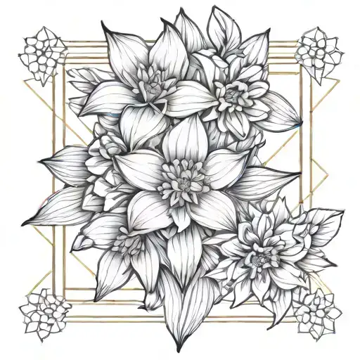 Jonquil, daffodils, marigolds tattoo design idea
