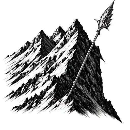 MOUNTAIN RANGE AND AN ELVEN ARROW tattoo design idea