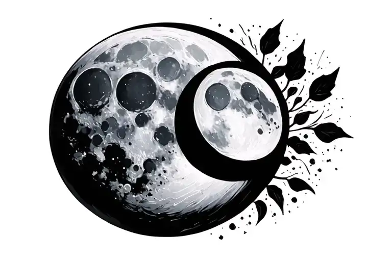 waxing gibbous moon, waxing crescent moon, waning crescent moon tattoo design idea