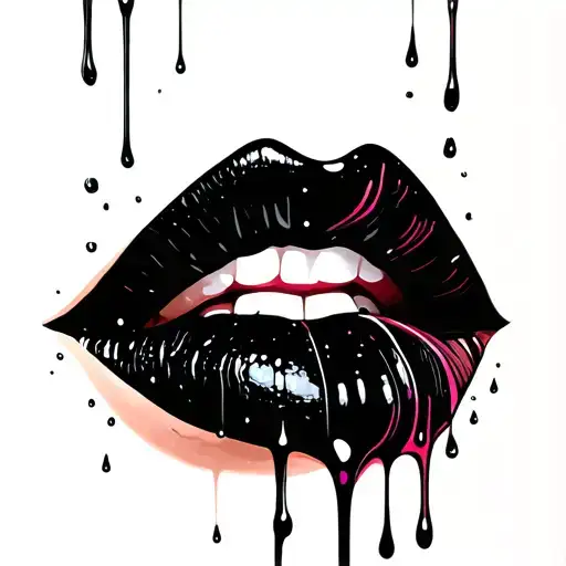 lips, tongue, white droplets tattoo design idea