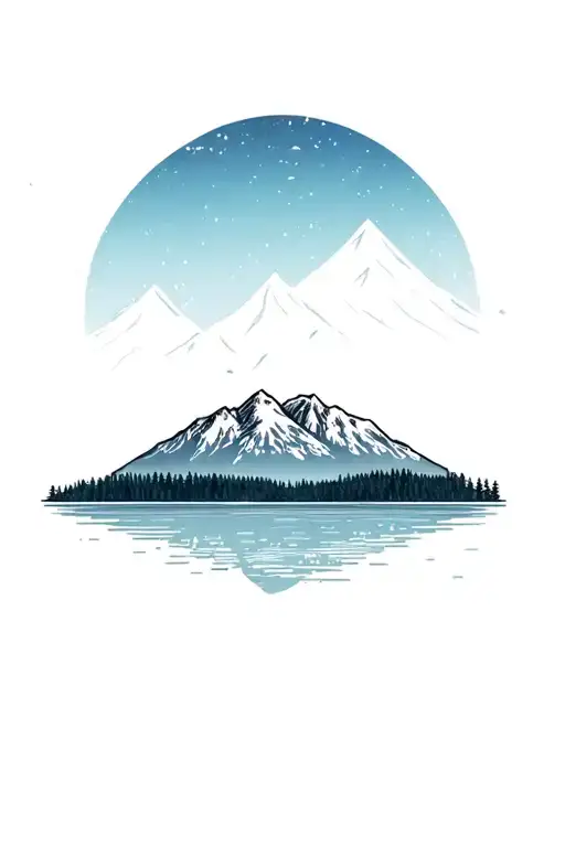 lake tahoe mountains tattoo design idea