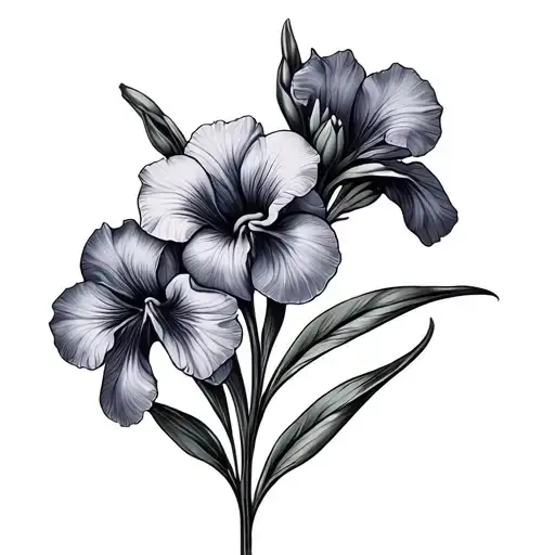 iris, primrose, and violet  tattoo design idea