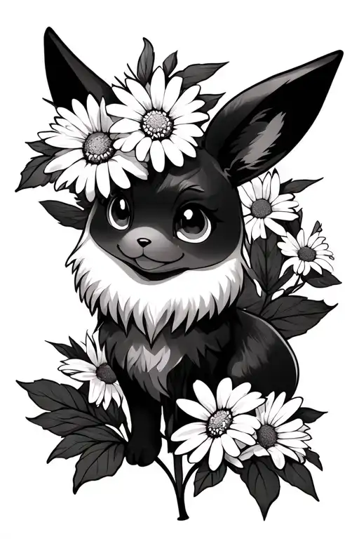 Eevee daises sleeve tattoo tattoo design idea