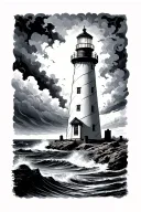 Lighthouse stormy condition tattoo design idea