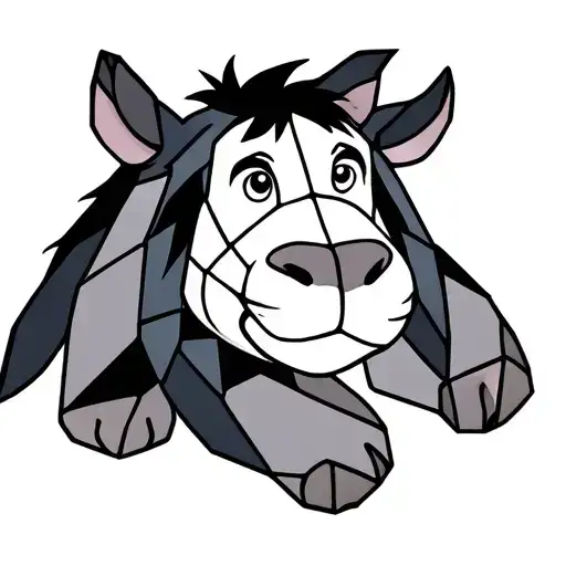 eeyore tigger stained glass geometric representation tattoo design idea