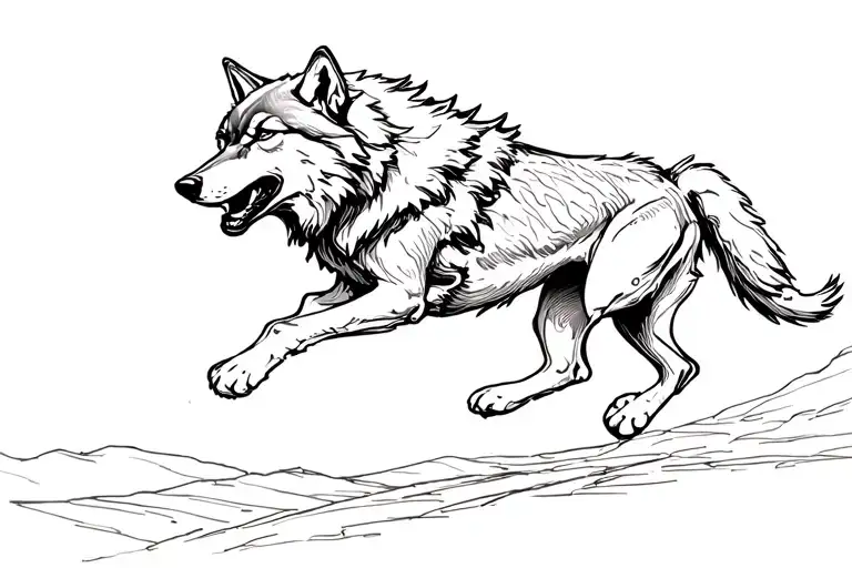 wolf running in air on collarbone tattoo design idea