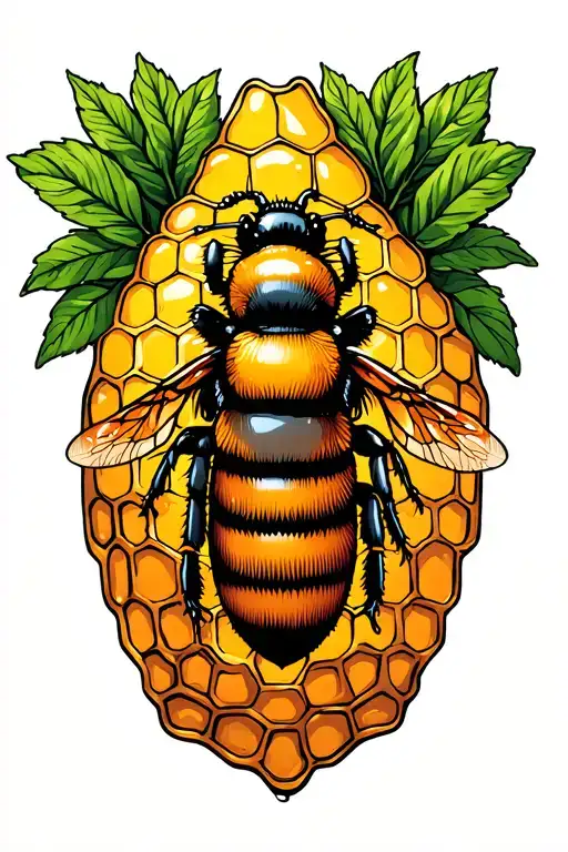 Bee hive honey comb tattoo design idea