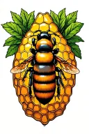 Bee hive honey comb tattoo design idea