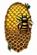 Bee hive honey comb tattoo design idea