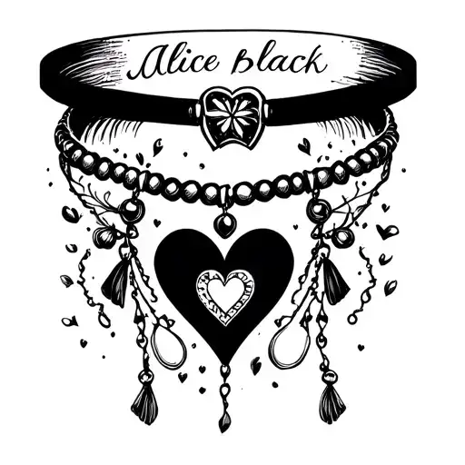 small bracelet tattoo with a heart and the name Alice tattoo design idea