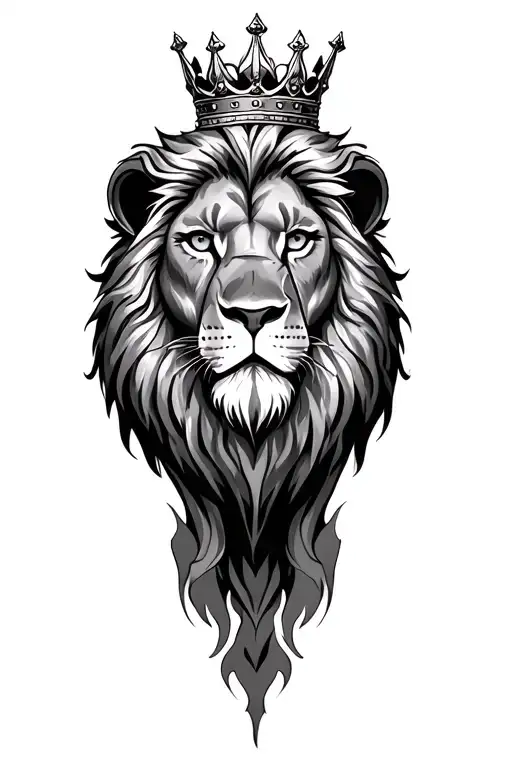 lion wearing a crown tattoo design idea