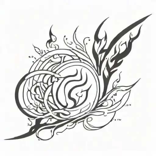 fire and earth fire air tattoo design idea