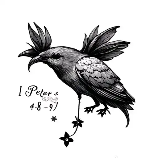 1 Peter's 4:8-9 whimsical cute tattoo design idea