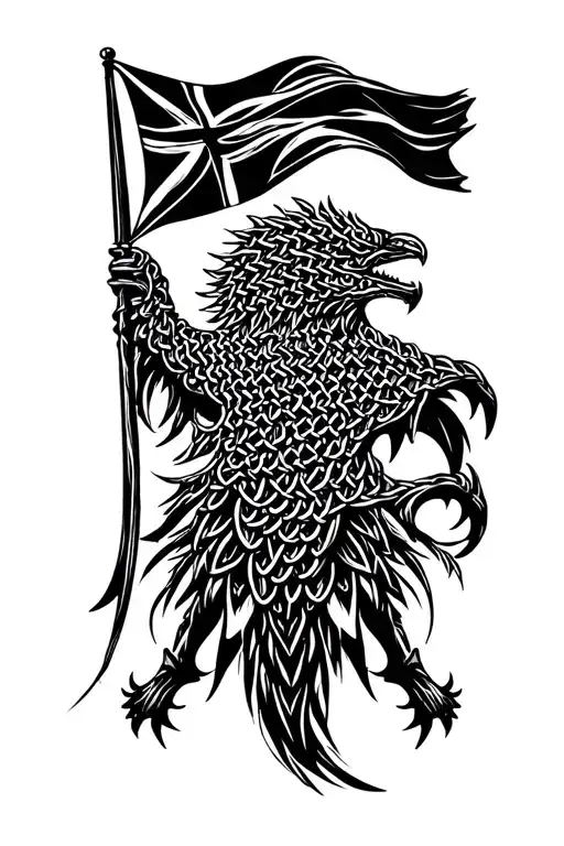 scottish chainmail caithness flag waving tattoo design idea