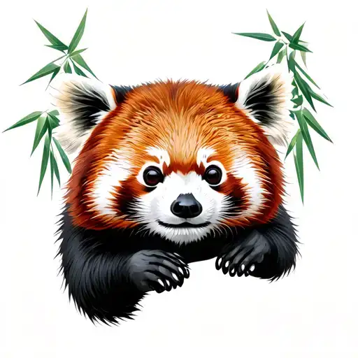 Red Panda in Bamboo Forest tattoo design idea