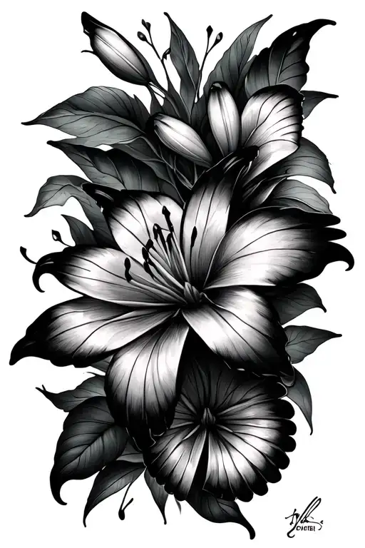 butterfly lily strength inspired tattoo design idea