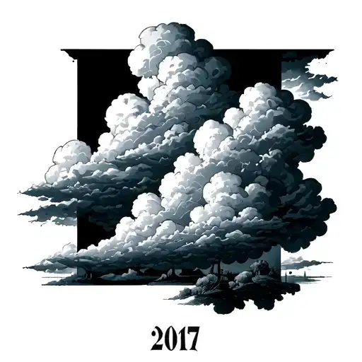 1943-2017 clouds tattoo design idea