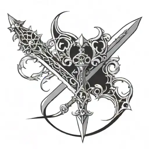 χ-blade from Kingdom Hearts, but swords instead of keyblades tattoo design idea