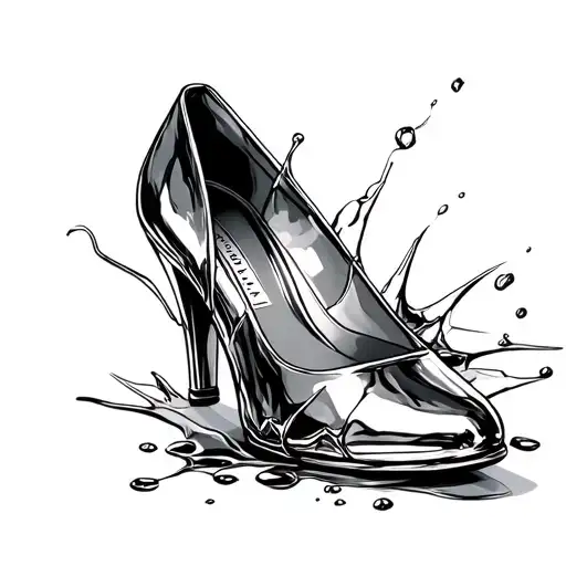 Cinderella broken glass slipper with alcohol spilled tattoo design idea