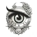 clock inside an eye tattoo design idea