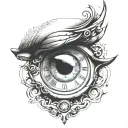 clock inside an eye tattoo design idea