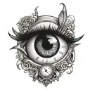 clock inside an eye tattoo design idea