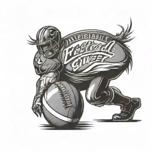 american football never give up attitude tattoo design idea