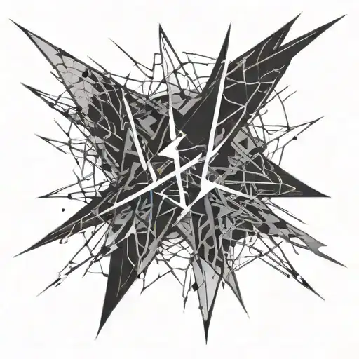 Lightning with broken lines and similar to natural and irregular cracks on the surface tattoo design idea