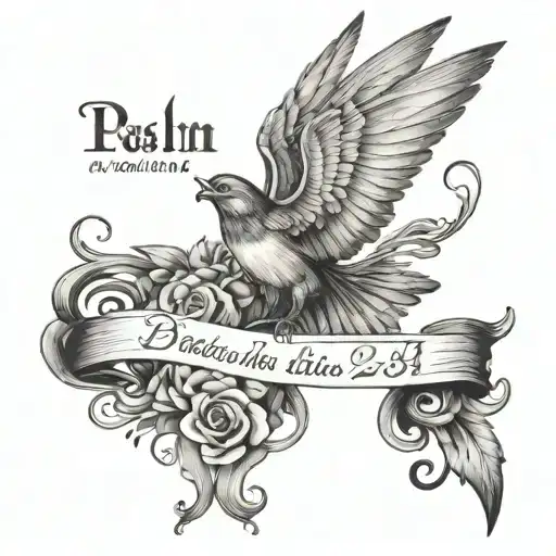 bible verse psalm 23:4 tattoo design idea