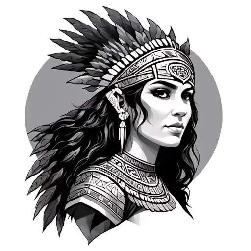 Princess Aztec warrior tattoo design idea