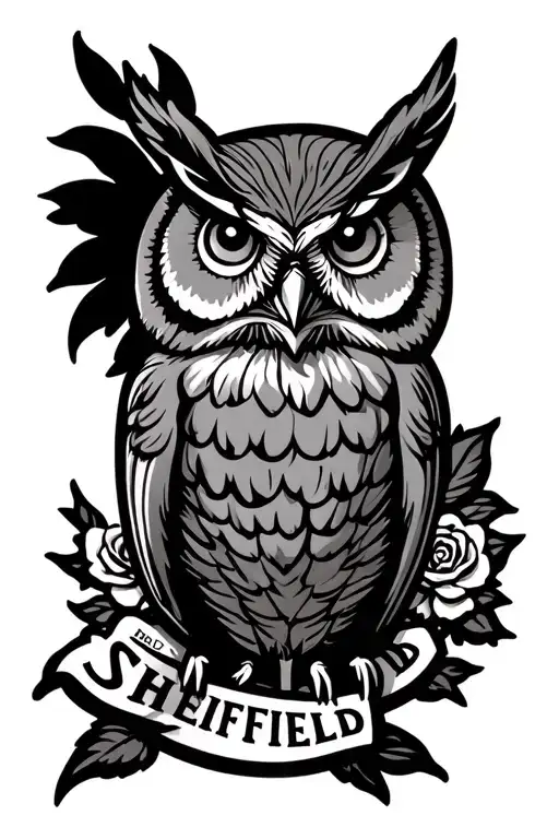 sheffield wednesday badge incorporated into the design with an owl and yorkshire rose behind  tattoo design idea