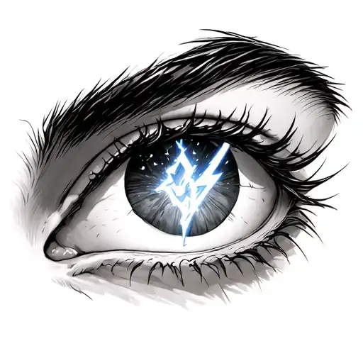 A tiny lightning bolt intertwined with a sleeping eye, capturing Zenitsu’s unexpected power when unconscious. tattoo design idea