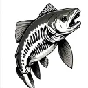 trout skeleton tattoo design idea