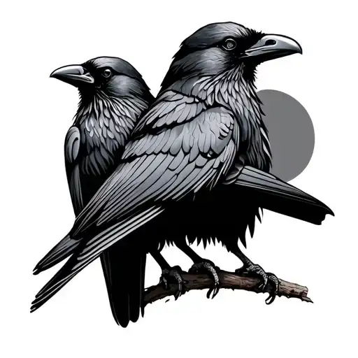 2 headed crow perched tattoo design idea